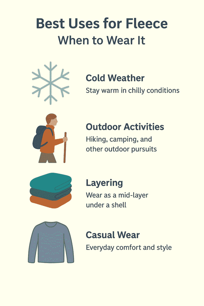 Infographic showing best uses for fleece.