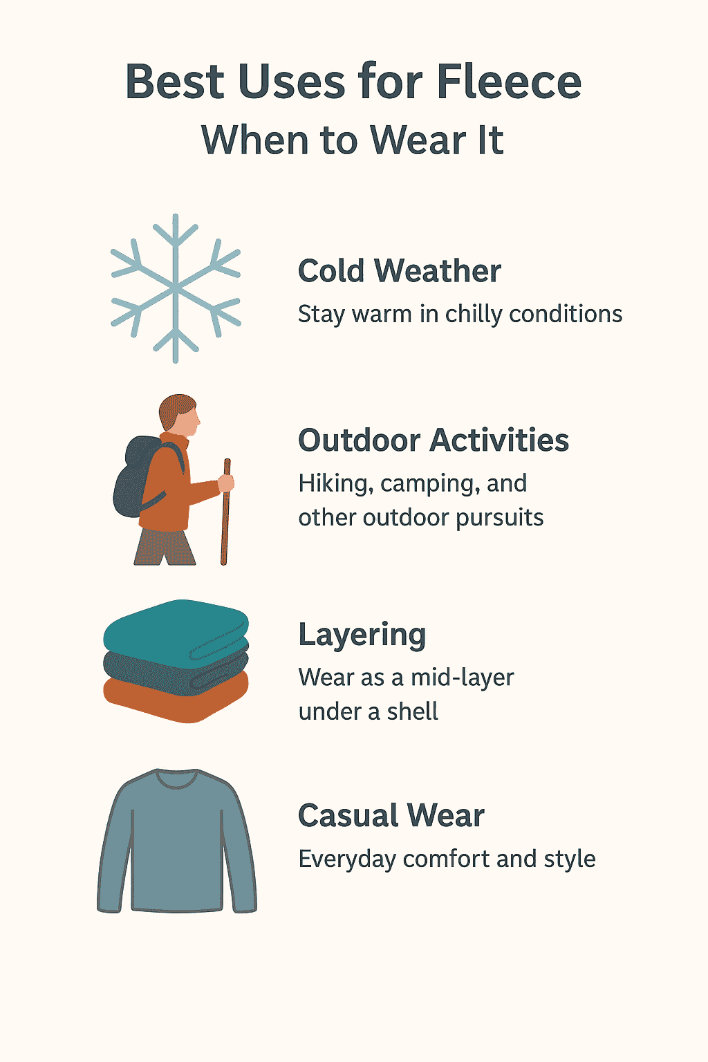 Infographic showing best uses for fleece.
