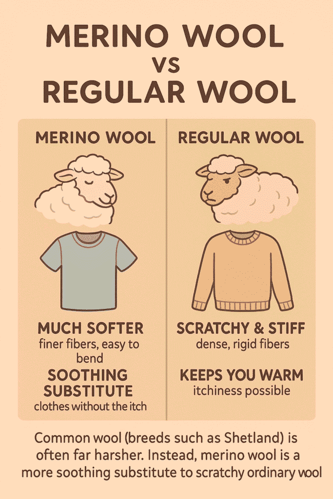 Infographic comparing Merino wool and regular wool