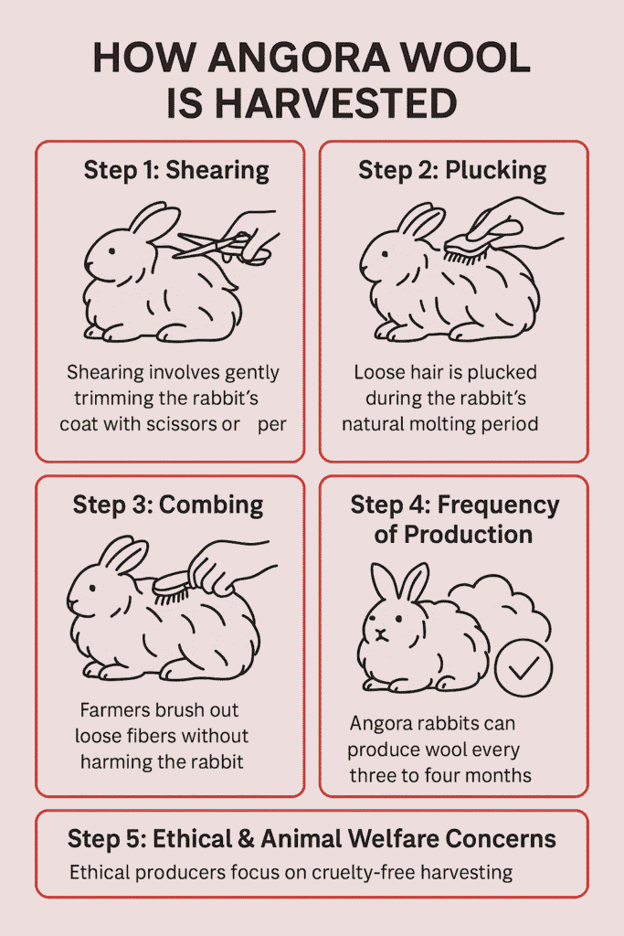 Steps for harvesting Angora woo