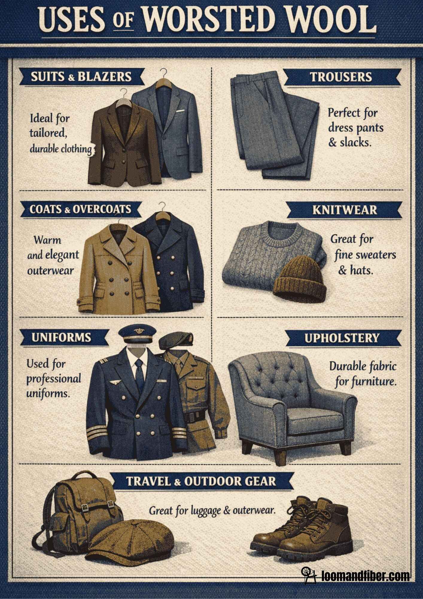Infographic showing various uses of virgin wool