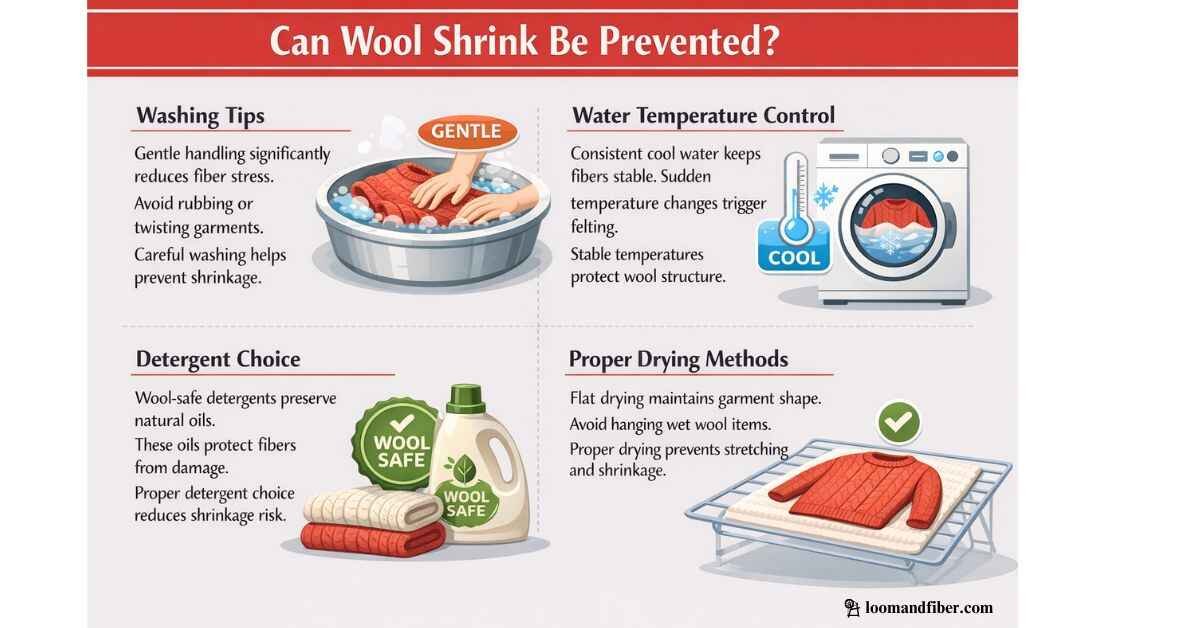 Infographic showing ways to prevent wool shrinkage