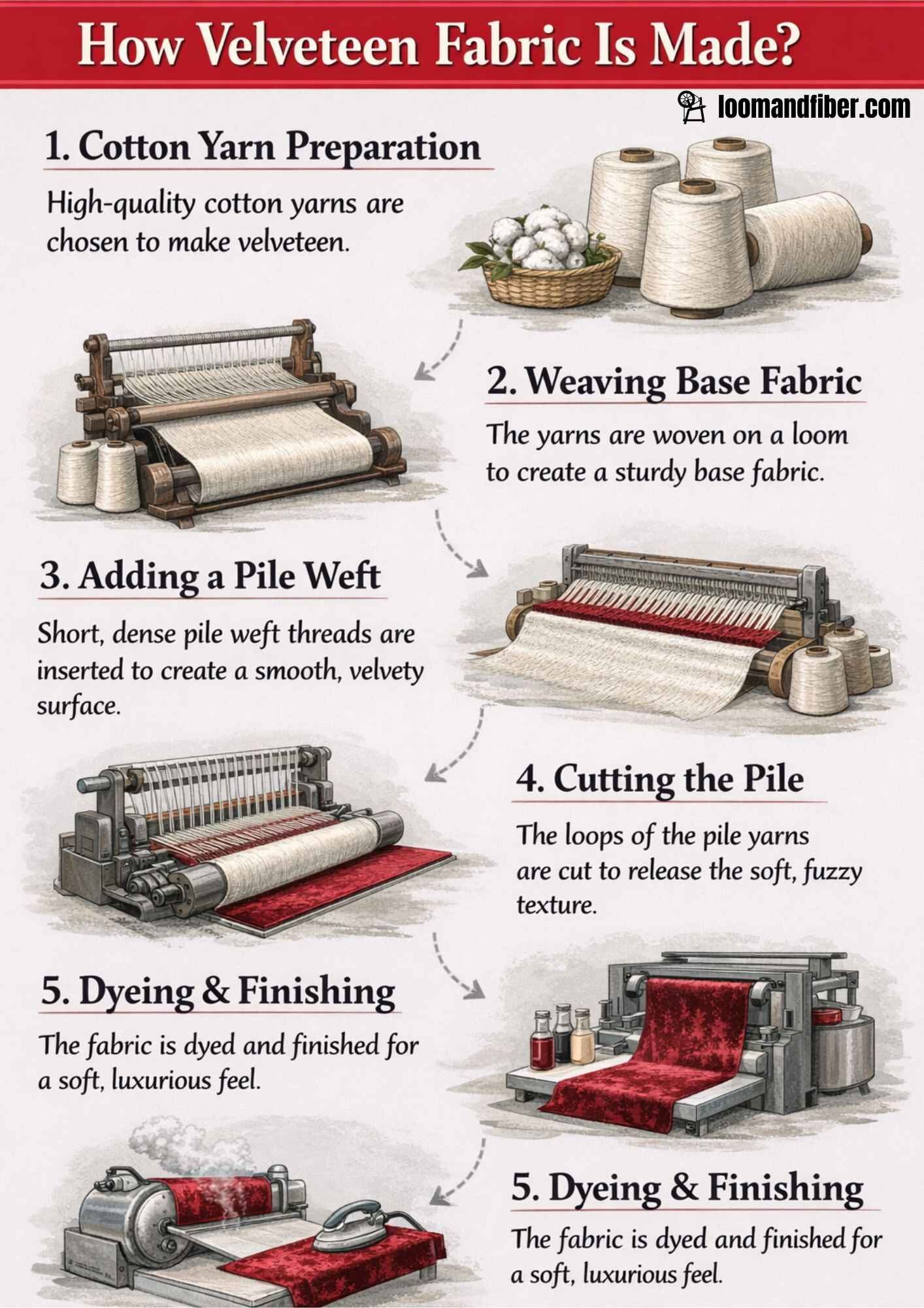 Steps on how velveteen fabric is made