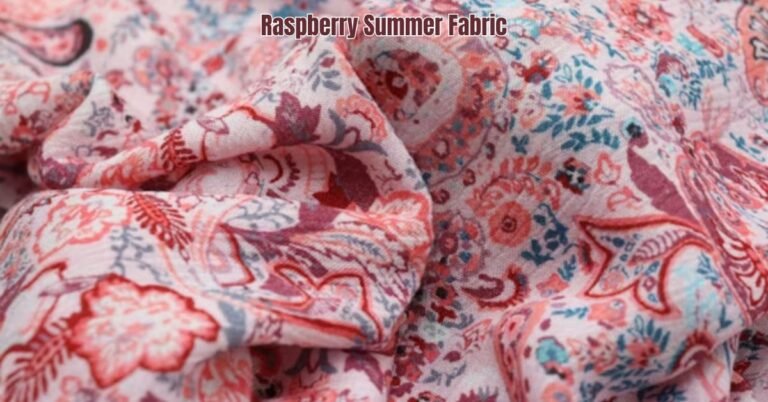 close up view of raspberry summer fabric