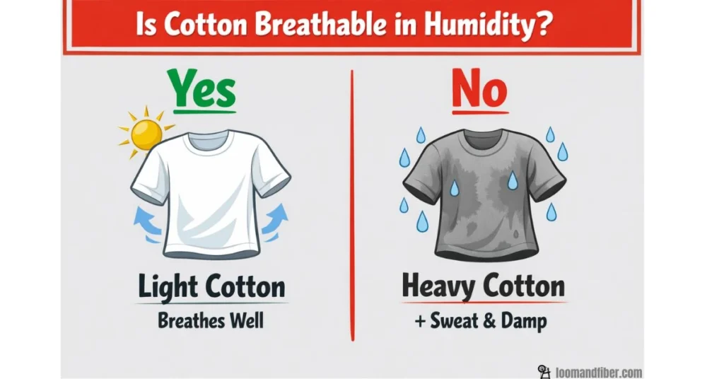 Is cotton breathable in humidity infographic comparing light vs heavy cotton