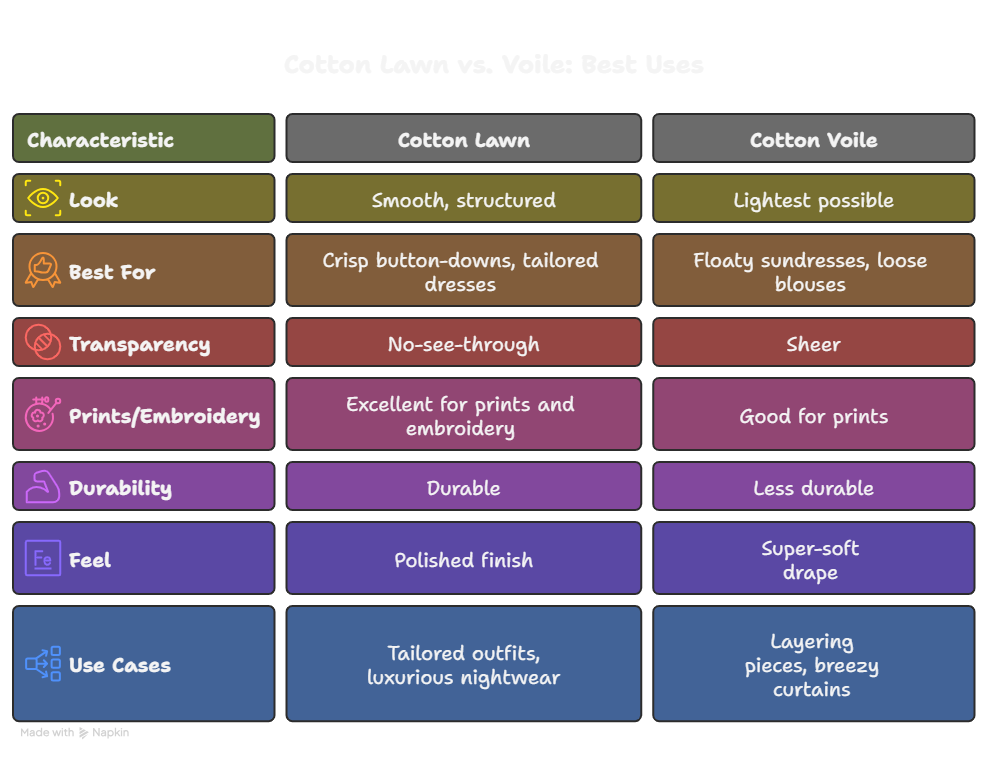Best uses of Cotton lawn  and cotton voile