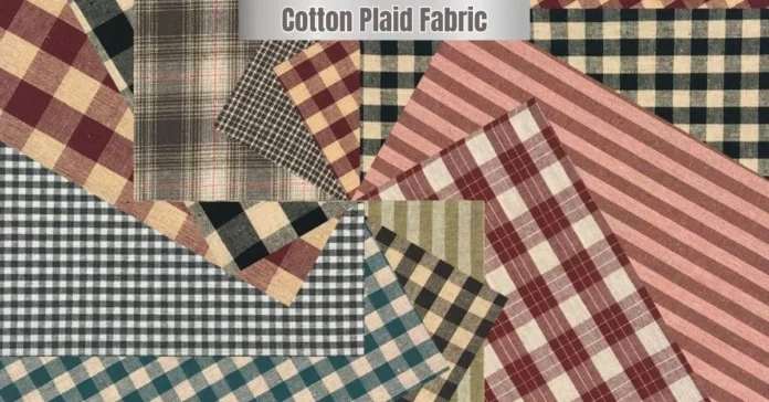 Various cotton plaid fabric patterns in different colors and styles arranged together
