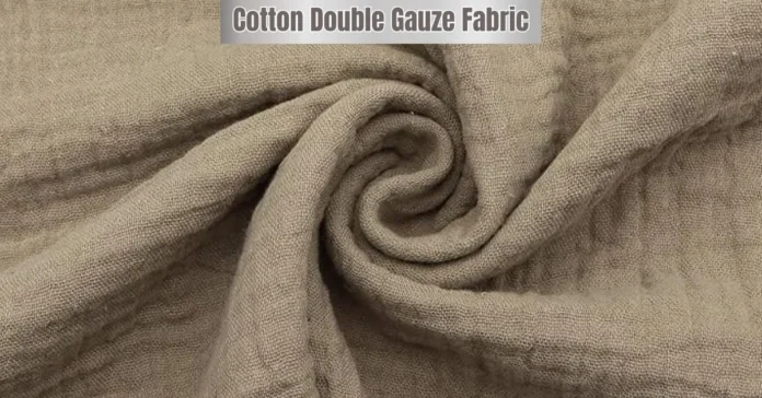 Close-up of soft, crinkled cotton double gauze fabric texture