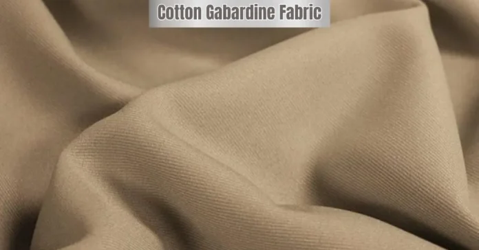Close-up of cotton gabardine fabric showing smooth texture and tight weave
