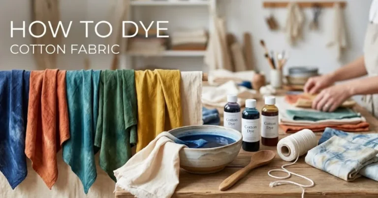 Person dyeing cotton fabric in a dye bath during a home fabric dyeing project