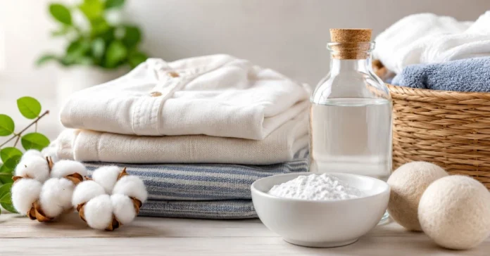 Natural ways to soften stiff cotton fabric using vinegar, baking soda, and dryer balls
