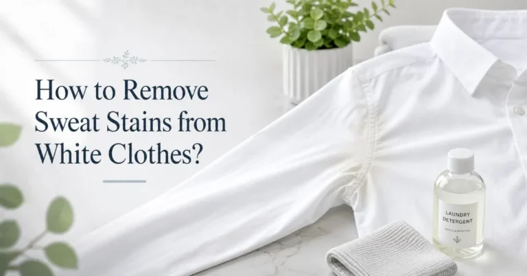 White shirt with detergent showing how to remove sweat stains from white clothes.
