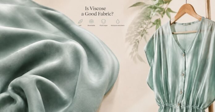 Soft viscose fabric beside a summer blouse with key properties