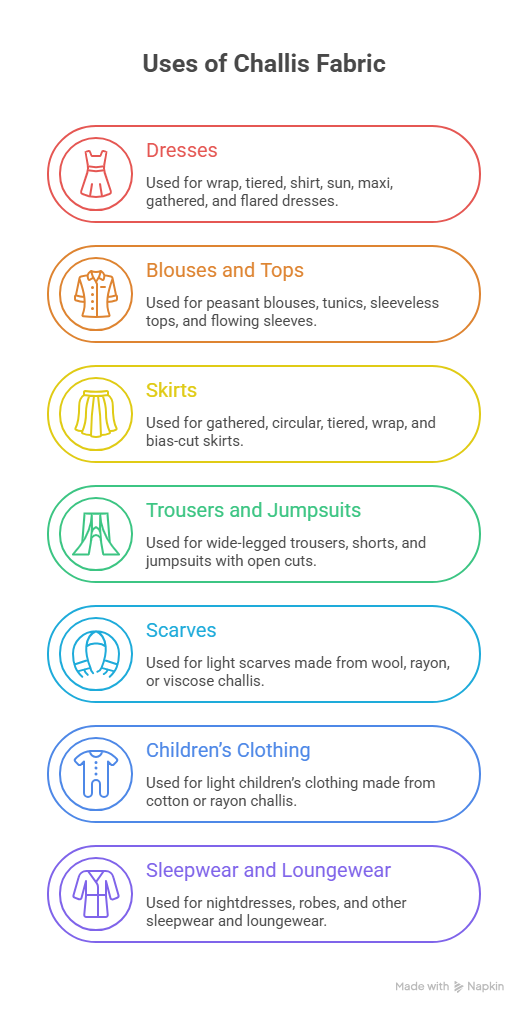 infographic showing Uses of Challis Fabric