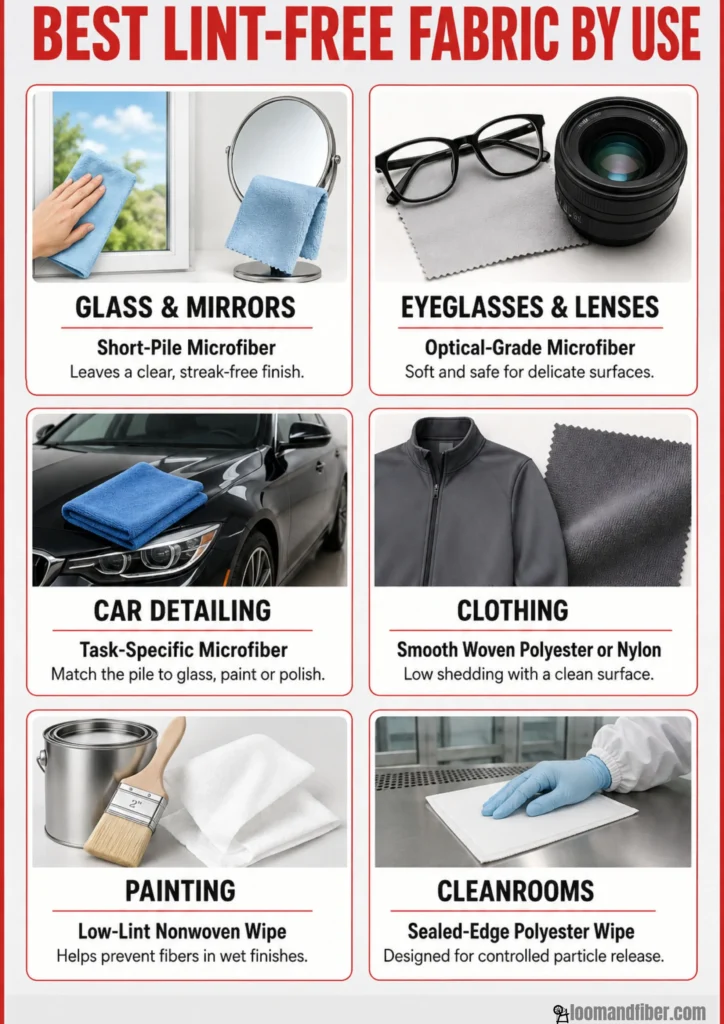 Best lint-free fabrics for glass, lenses, cars, clothing, painting and cleanrooms