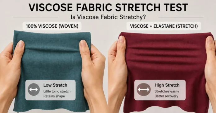 Woven viscose and viscose-elastane fabrics compared during a hand stretch test