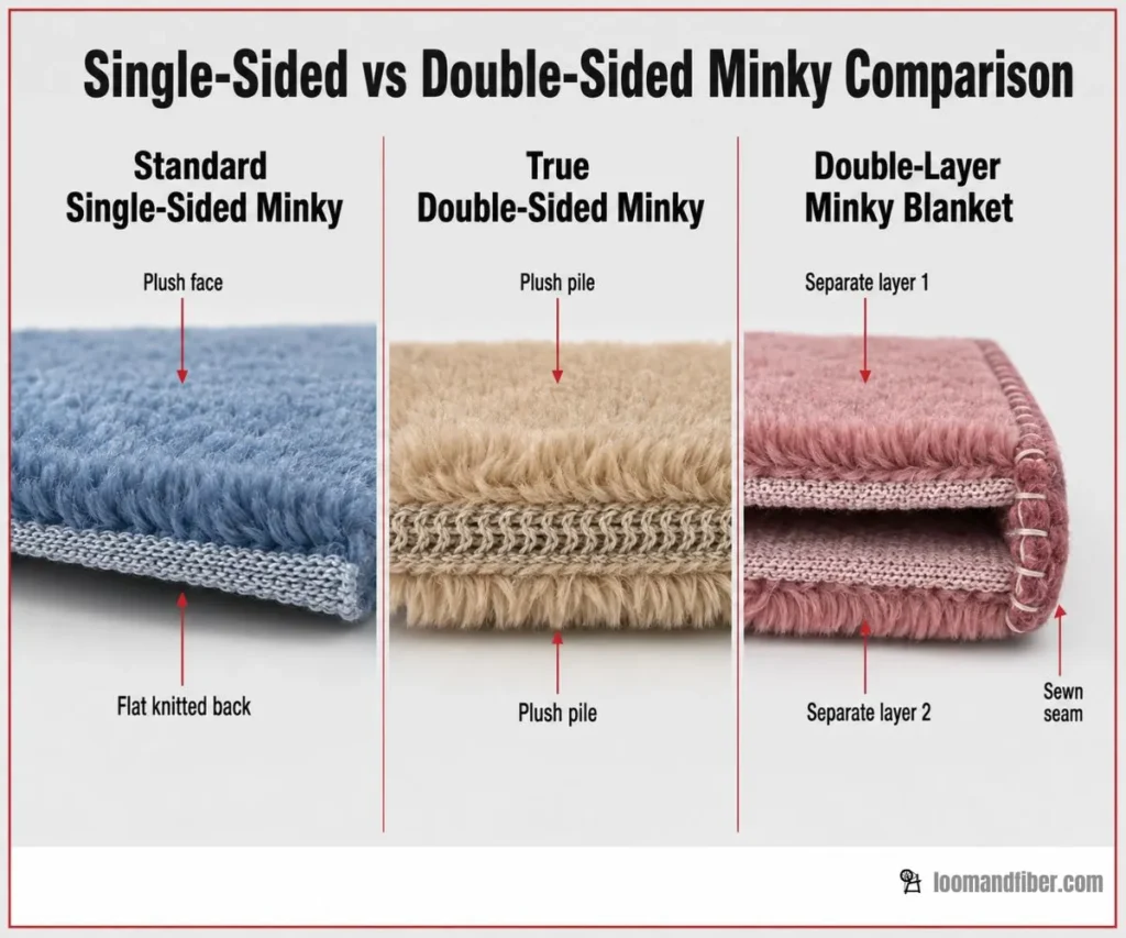 Comparison of single-sided, double-sided and double-layer minky constructions