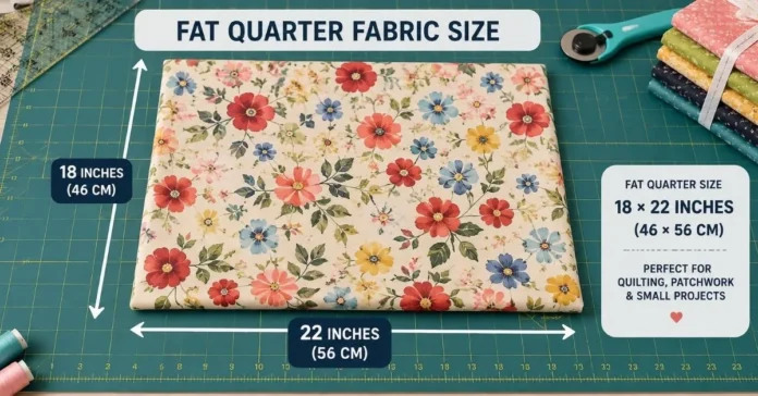 Fat quarter fabric measuring 18 × 22 inches on a cutting mat