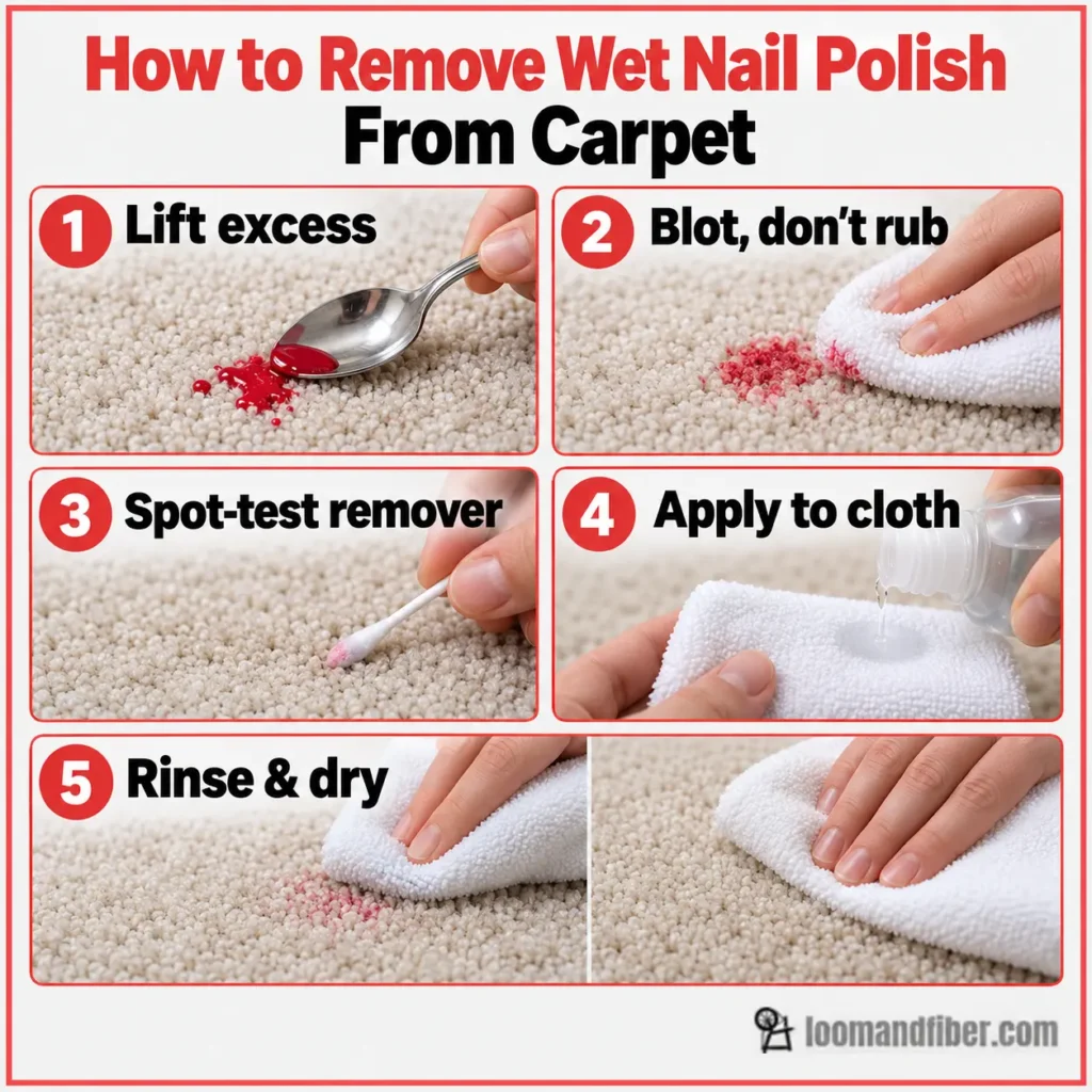Five steps for removing wet nail polish from carpet