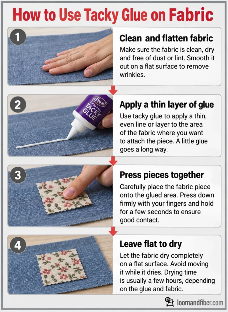 Four steps for using tacky glue on fabric correctly