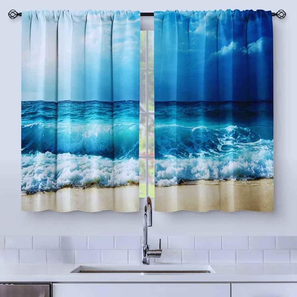 coastal curtains in kitchens and dining areas give calmness