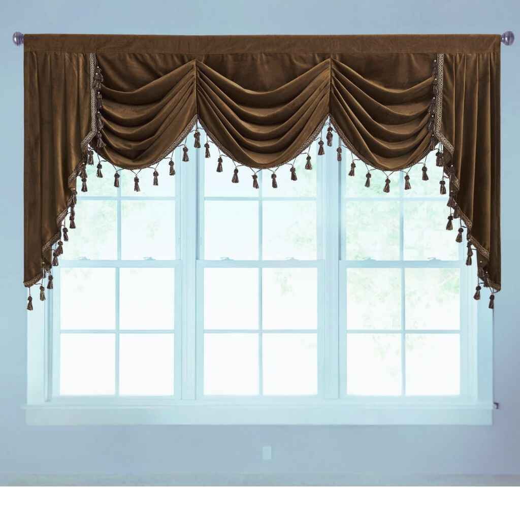 Decorative valance curtains adding elegance to a window.