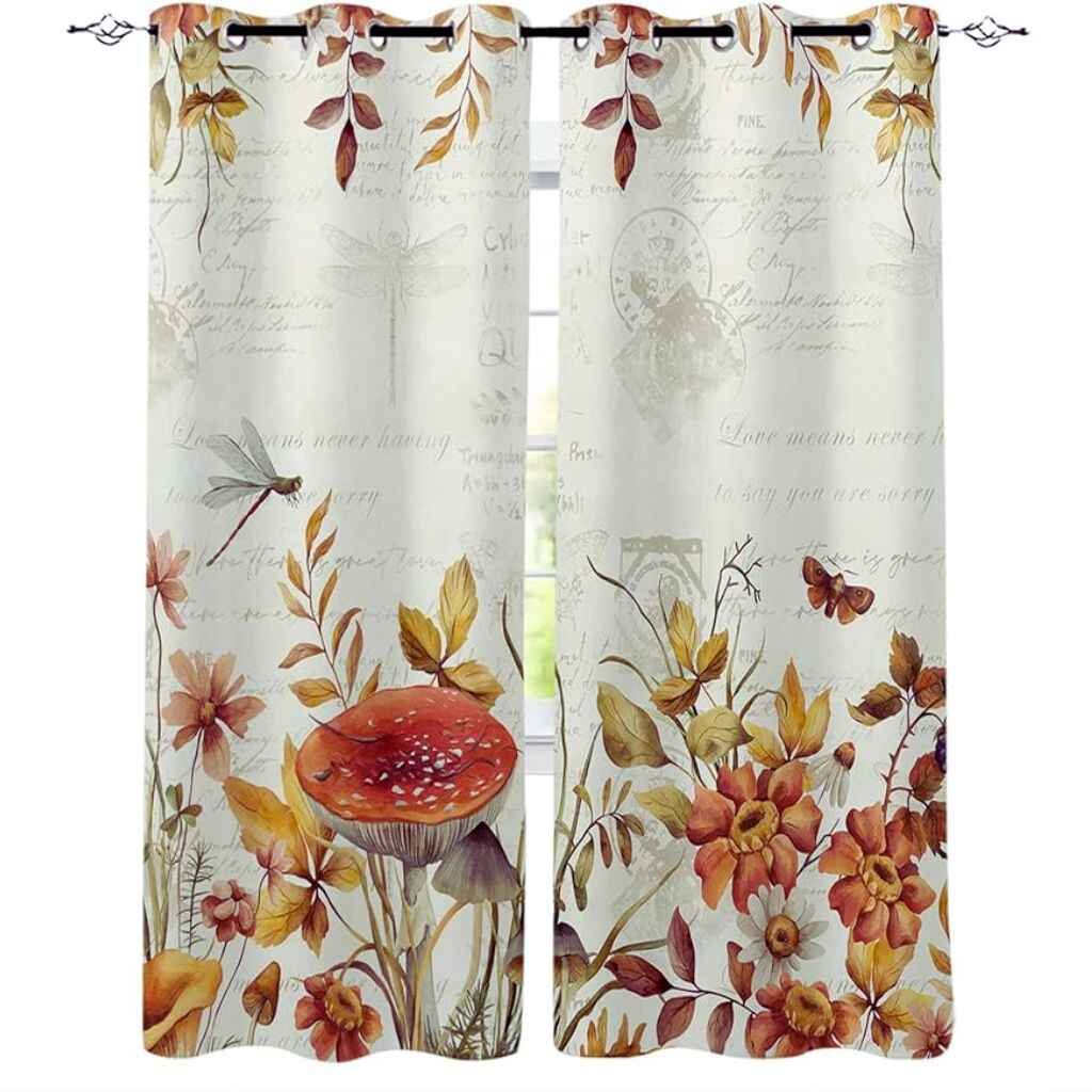 Floral curtains for winter and fall give warm sensation