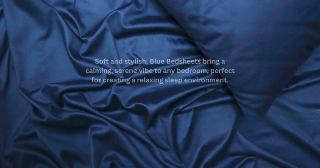 The blue sheets which are calming in appearance are well arranged on the bed creating a serene atmosphere.