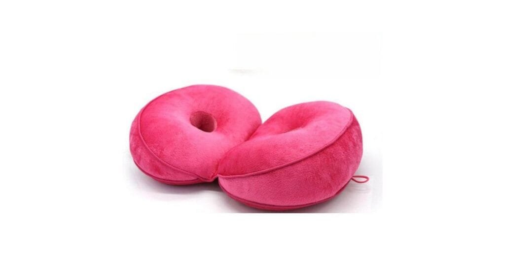 Memory foam doughnut cushion delivering customized comfort on a sofa