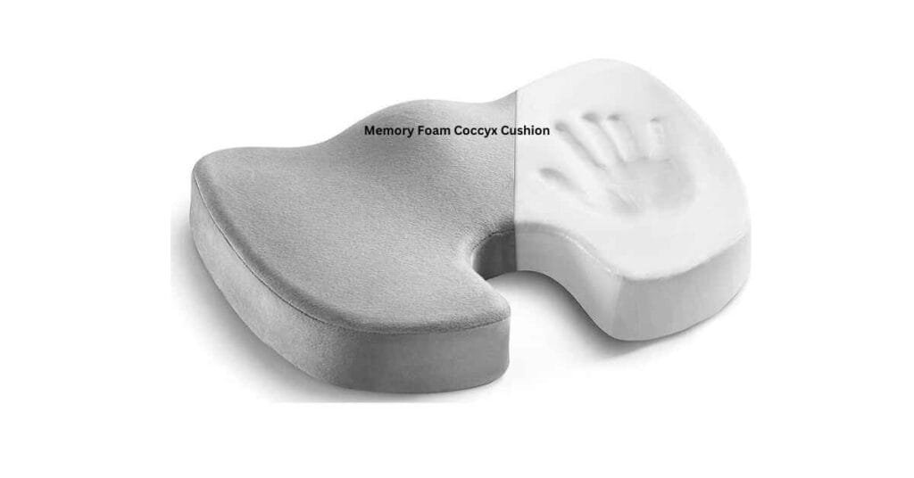 Memory foam cushion designed for tailored tailbone support.