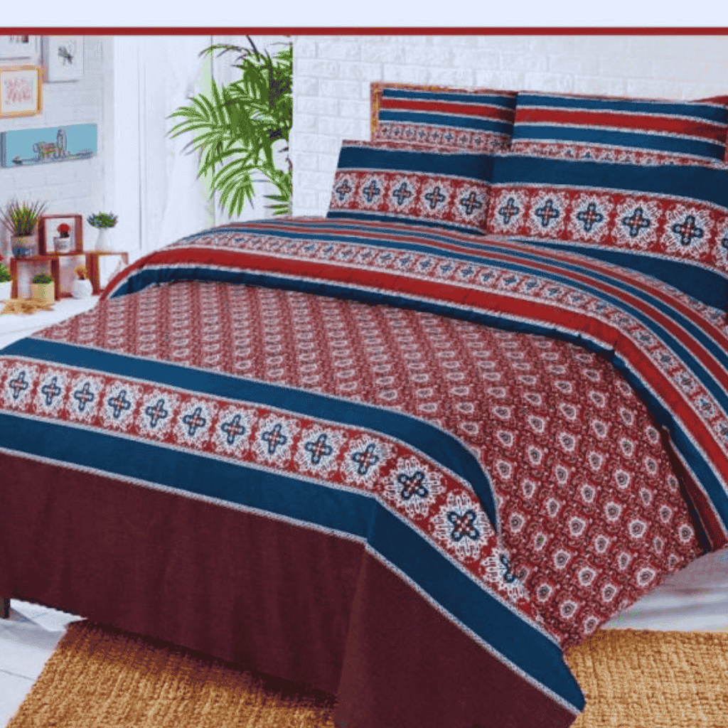 A stylish single bedsheet on a bed in a welcoming guest room.