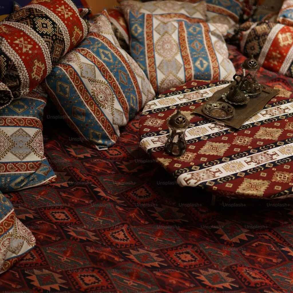 Vibrant boho patterned bed sheets with tribal-inspired patterns.